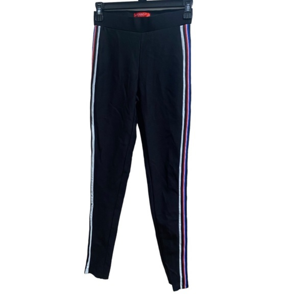 Butterfly by Maze, Girls Medium‎ Black Leggings with Stripes, EUC